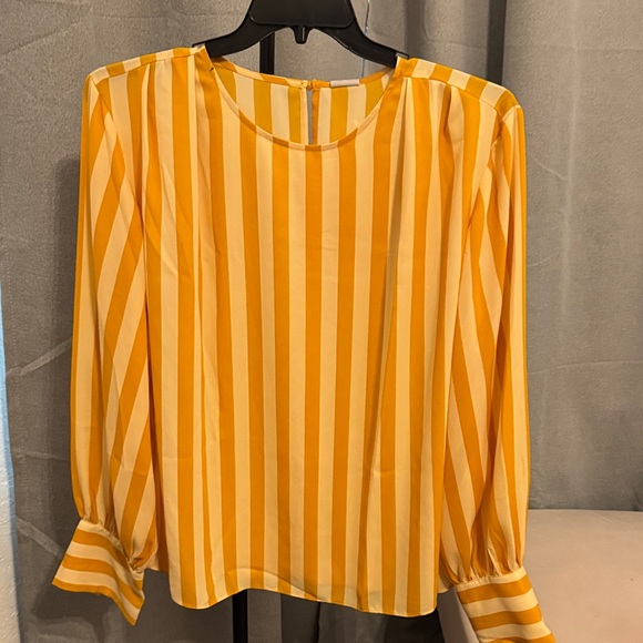 Worthington Yellow Striped Blouse - Picture 1 of 5